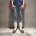 「WHOWHAT」 FATTY DOUBLE DENIM/BLUE×WHITE